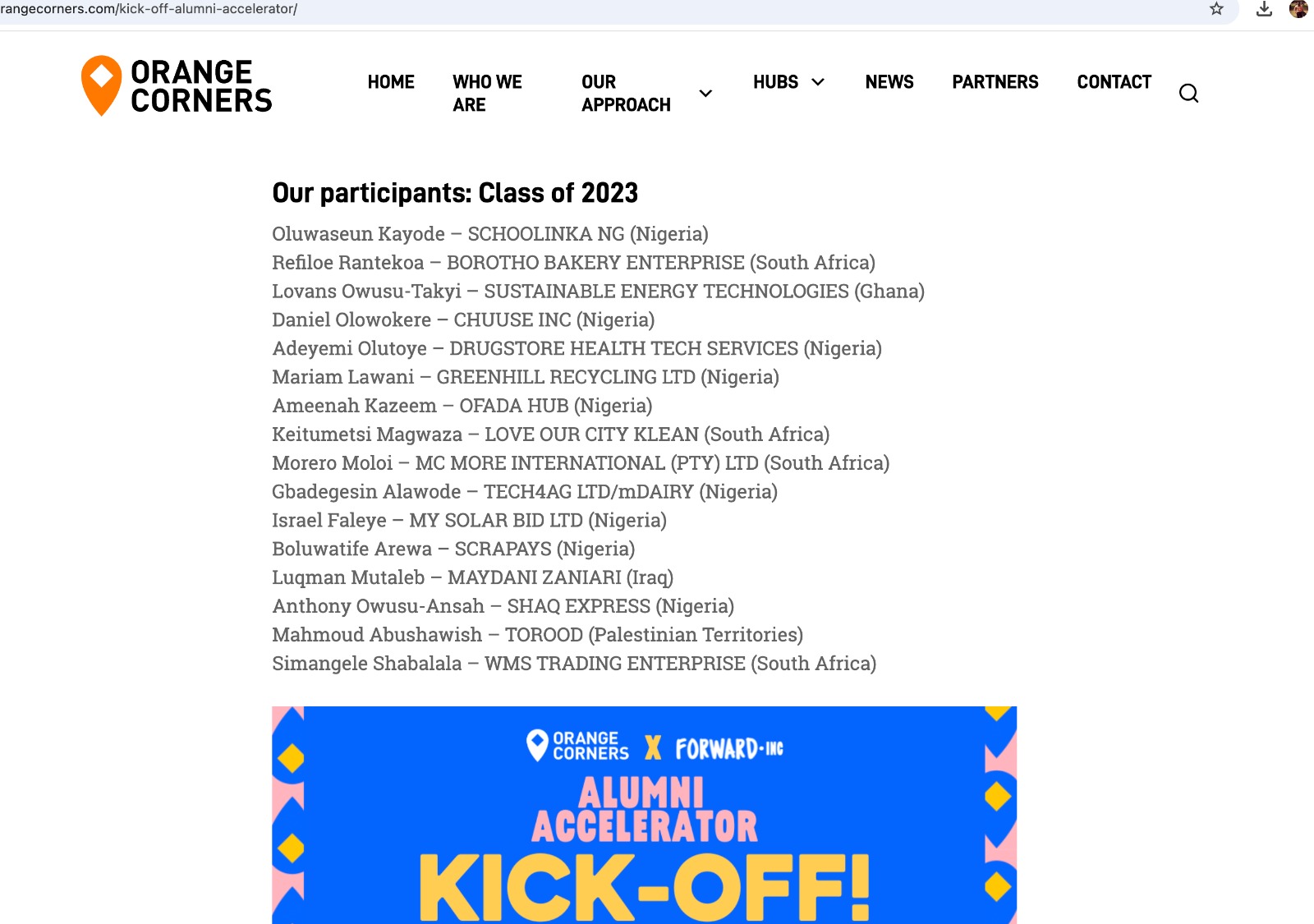 Daniel Olowokere and Chuuse in the Orange Corners Class of 2023